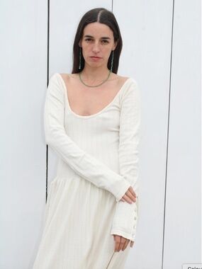 EMMA ROTHKOPF PINA SCOOP NECK DRESS IN CREAM POINTELLE